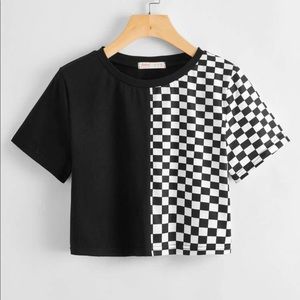 checkered crop tee